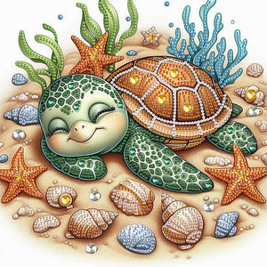Cartoon Turtle 30*30CM(Canvas) Partial Special Shaped Drill Diamond Painting