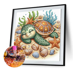 Cartoon Turtle 30*30CM(Canvas) Partial Special Shaped Drill Diamond Painting