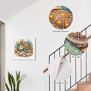 Cartoon Turtle 30*30CM(Canvas) Partial Special Shaped Drill Diamond Painting