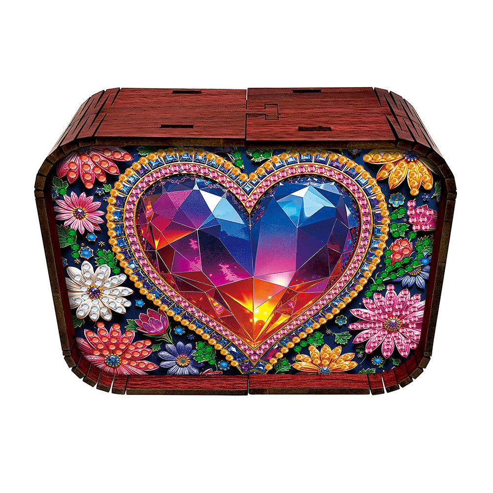 1pc Gem Heart Handmade Wooden Music Box Diamond Painting Art Kit Birthday Gift