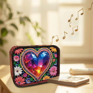 1pc Gem Heart Handmade Wooden Music Box Diamond Painting Art Kit Birthday Gift