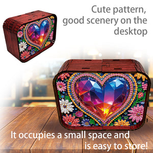 1pc Gem Heart Handmade Wooden Music Box Diamond Painting Art Kit Birthday Gift