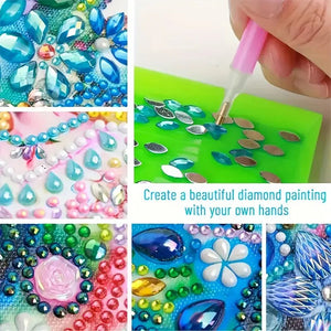 1pc Flower Handmade Wooden Music Box Diamond Painting Art Kit Birthday Gift