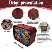Load image into Gallery viewer, 1pc Peacock Handmade Wooden Music Box Diamond Painting Art Kit Birthday Gift
