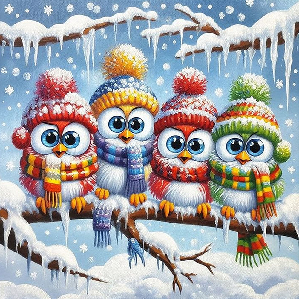 Winter Funny Bird 40*40CM(Canvas) Full Round Drill Diamond Painting