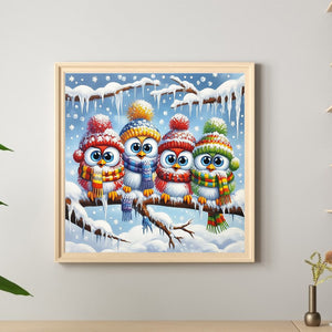Winter Funny Bird 40*40CM(Canvas) Full Round Drill Diamond Painting