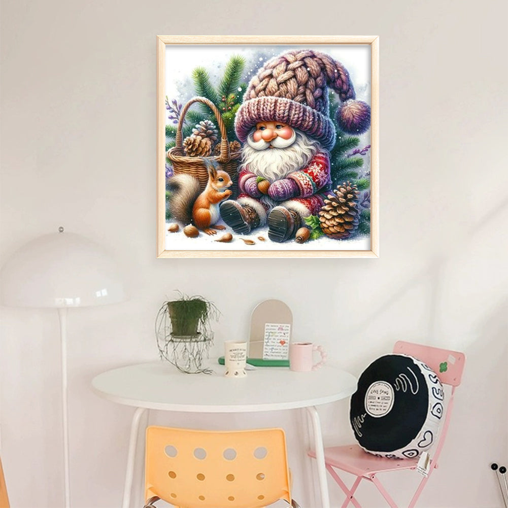 Christmas Goblin And Squirrel - Full 11CT Stamped Cross Stitch 40x40CM - Yishu