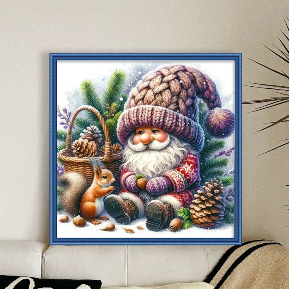 Christmas Goblin And Squirrel - Full 11CT Stamped Cross Stitch 40x40CM - Yishu