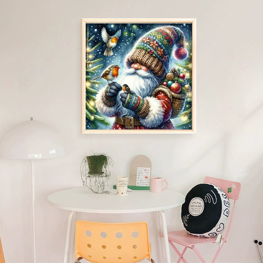 Christmas Goblin And Bird - Full 11CT Stamped Cross Stitch 40x40CM - Yishu