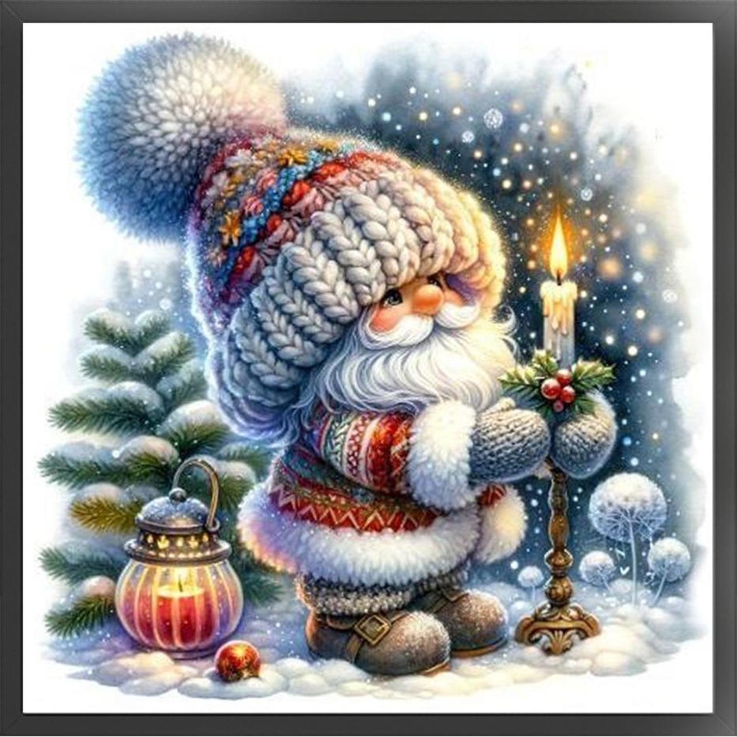 Christmas Goblin Lighting Candle - Full 11CT Stamped Cross Stitch 40x40CM - Yishu