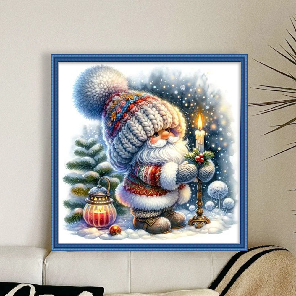 Christmas Goblin Lighting Candle - Full 11CT Stamped Cross Stitch 40x40CM - Yishu