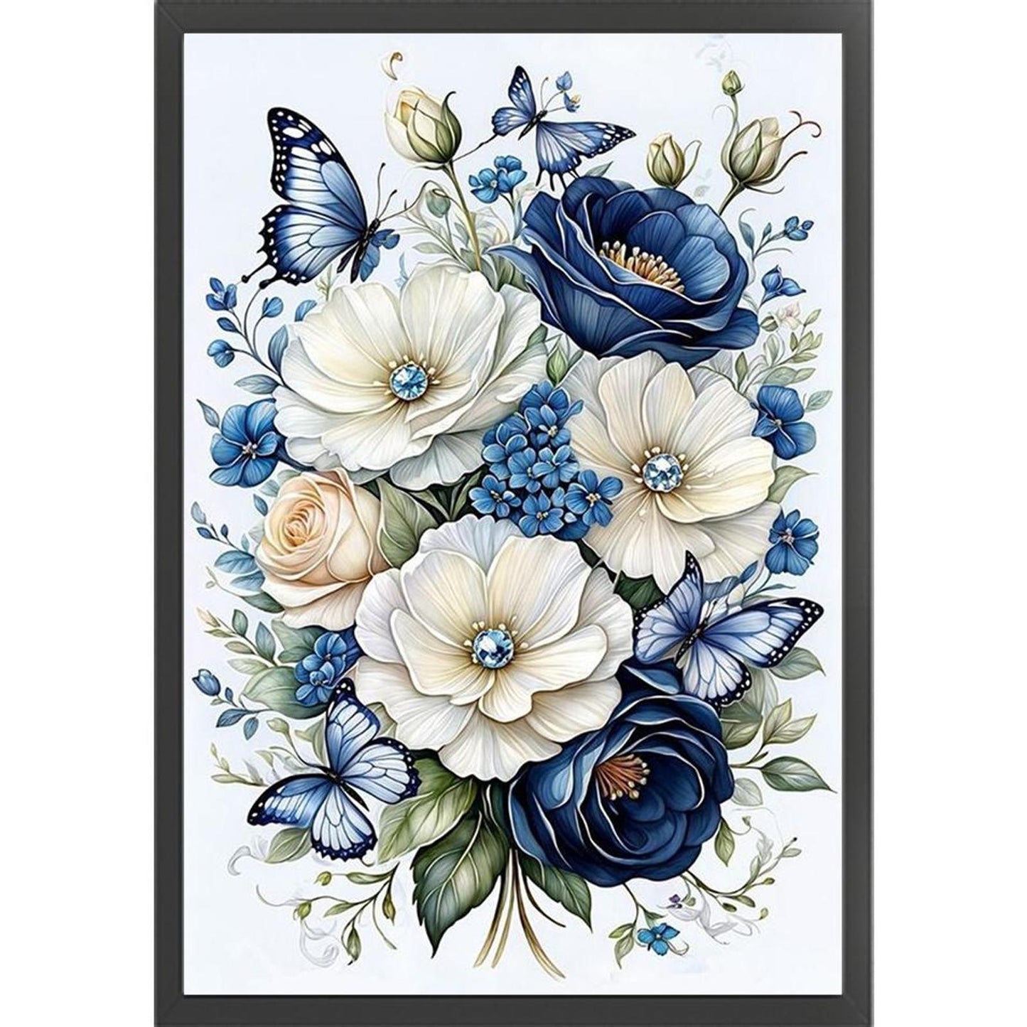 Flowers And Butterflies - Full 14CT Stamped Cross Stitch 40x60CM - Huacan
