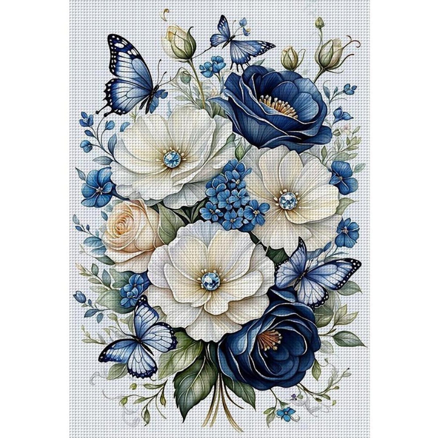 Flowers And Butterflies - Full 14CT Stamped Cross Stitch 40x60CM - Huacan