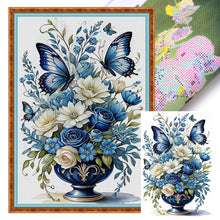 Load image into Gallery viewer, Flowers and Butterflies - 40*60CM 14CT Stamped Cross Stitch
