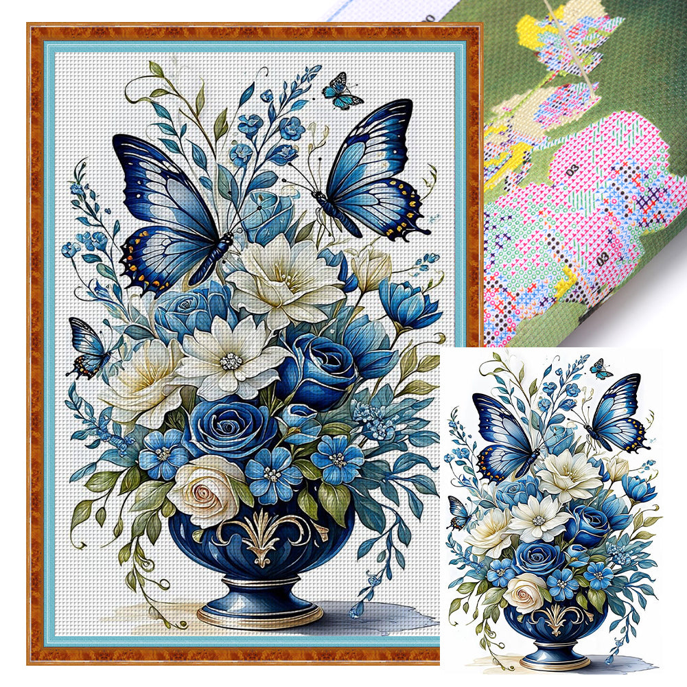 Flowers and Butterflies - 40*60CM 14CT Stamped Cross Stitch