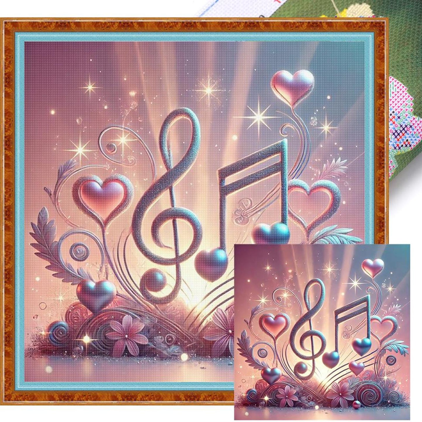 Music Notes - Full 11CT Stamped Cross Stitch 40x40CM - Yishu