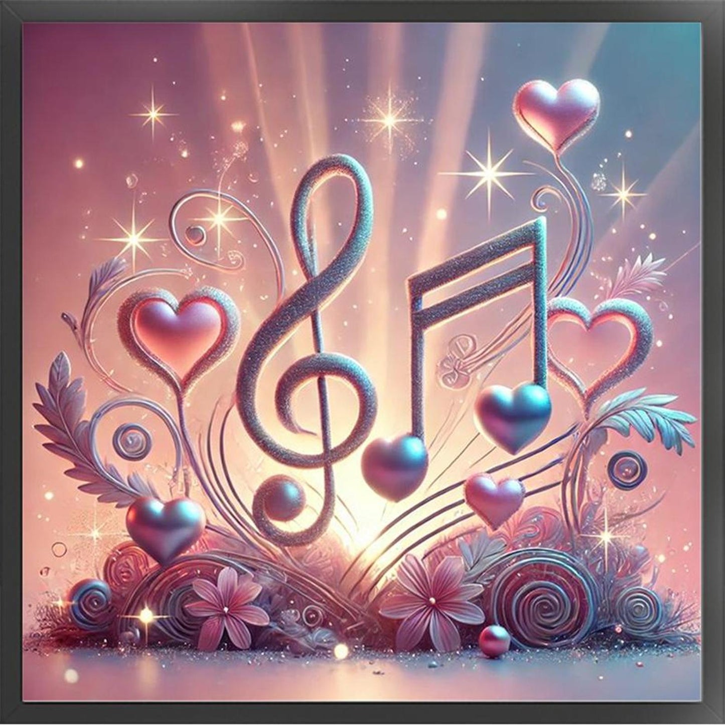 Music Notes - Full 11CT Stamped Cross Stitch 40x40CM - Yishu