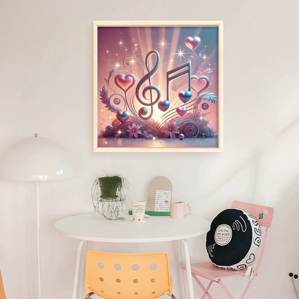 Music Notes - Full 11CT Stamped Cross Stitch 40x40CM - Yishu