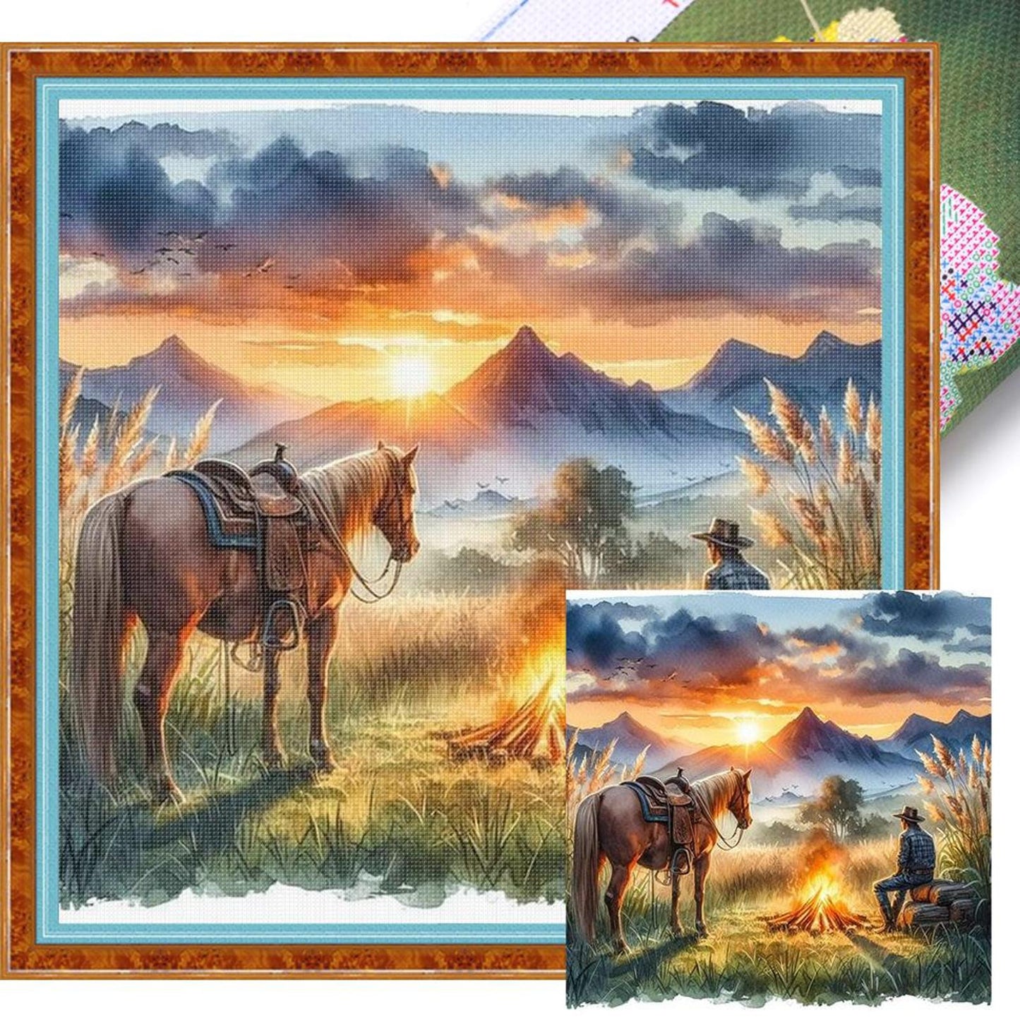 Sunset Scenery - Full 11CT Stamped Cross Stitch 40x40CM - Yishu