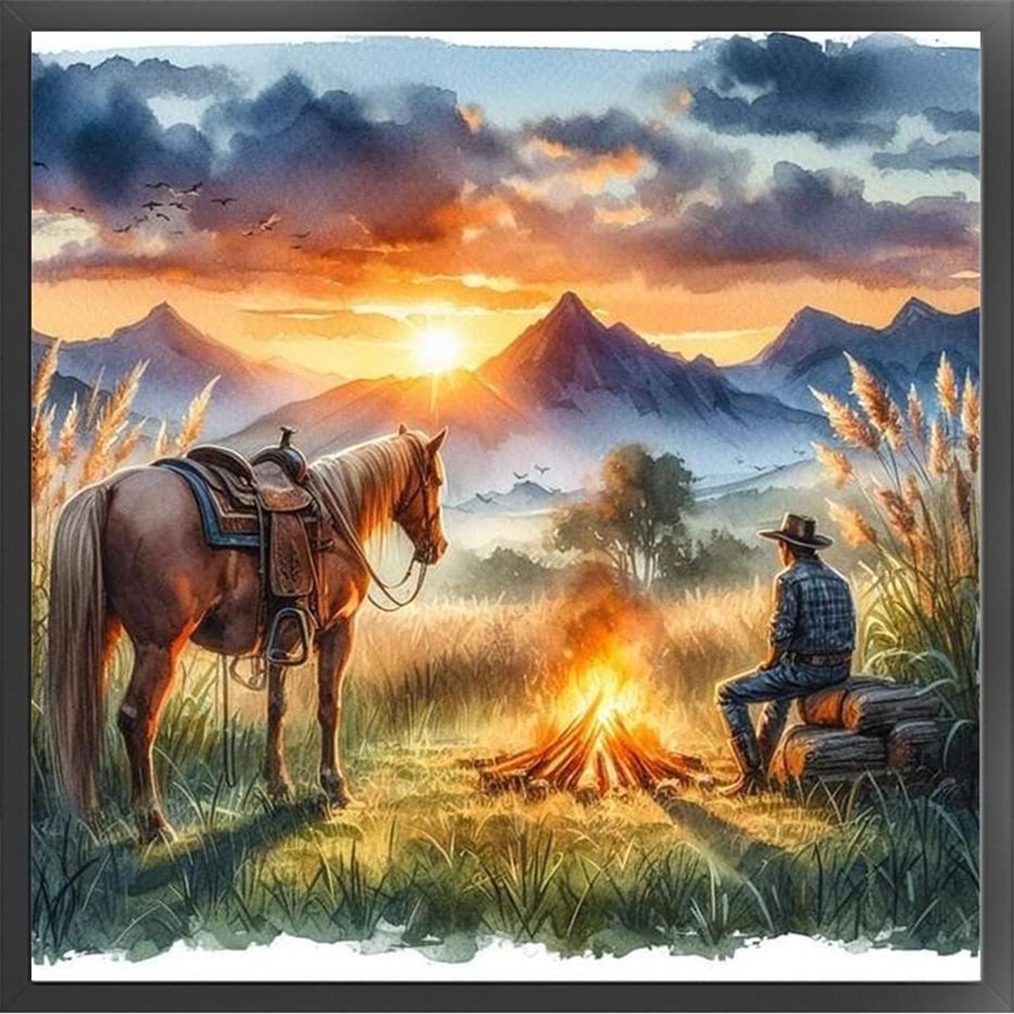 Sunset Scenery - Full 11CT Stamped Cross Stitch 40x40CM - Yishu