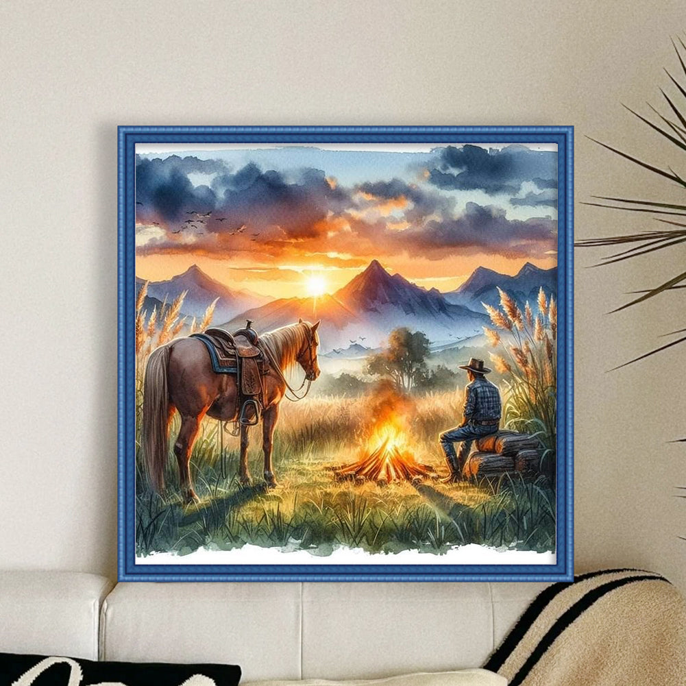 Sunset Scenery - Full 11CT Stamped Cross Stitch 40x40CM - Yishu