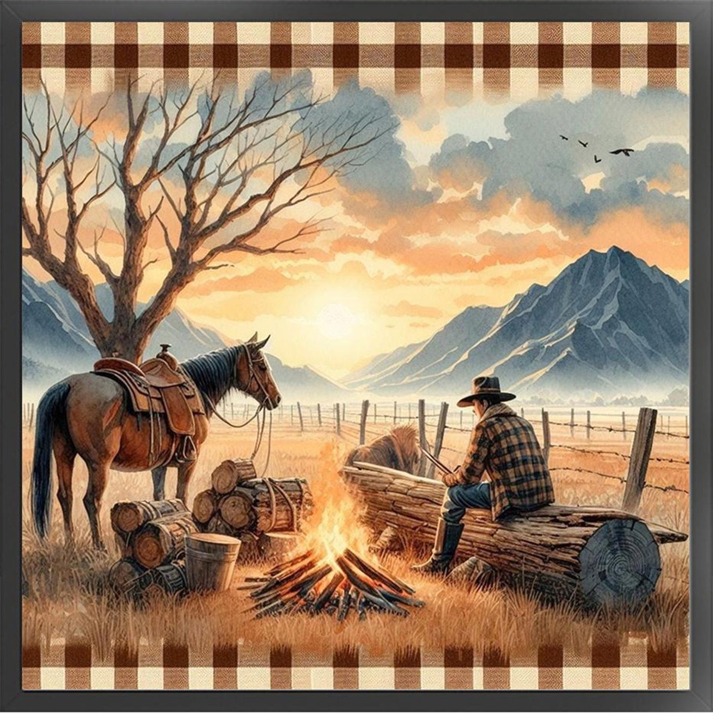 Sunset Scenery - Full 11CT Stamped Cross Stitch 40x40CM - Yishu