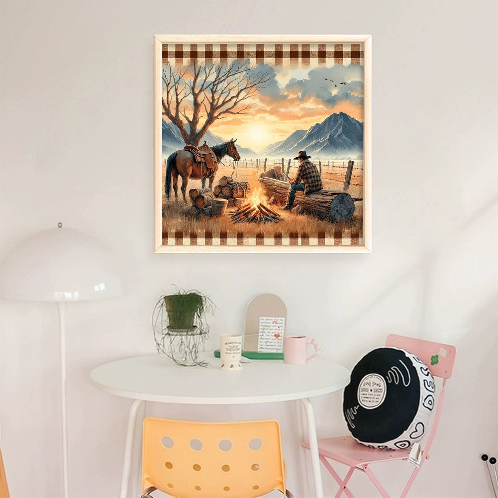 Sunset Scenery - Full 11CT Stamped Cross Stitch 40x40CM - Yishu