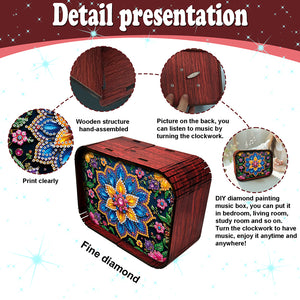 1pc Mandala Wooden Music Box Diamond Painting Art Kit Unique Gift for Christmas