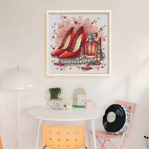 Red High Heels - 23*23CM  Stamped Cross Stitch(Fairy Brand)
