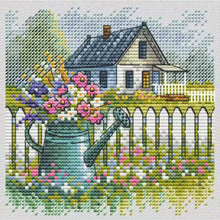 Load image into Gallery viewer, Flower Can and House - 23*23CM  Stamped Cross Stitch(Fairy Brand)
