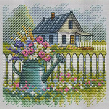 Load image into Gallery viewer, Flower Can and House - 23*23CM  Stamped Cross Stitch(Fairy Brand)
