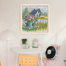 Load image into Gallery viewer, Flower Can and House - 23*23CM  Stamped Cross Stitch(Fairy Brand)
