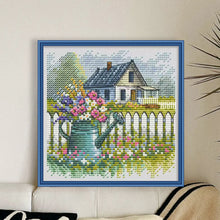 Load image into Gallery viewer, Flower Can and House - 23*23CM  Stamped Cross Stitch(Fairy Brand)
