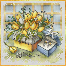 Load image into Gallery viewer, Yellow Tulips and Gift Box - 23*23CM  Stamped Cross Stitch(Fairy Brand)
