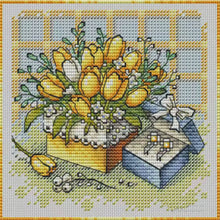 Load image into Gallery viewer, Yellow Tulips and Gift Box - 23*23CM  Stamped Cross Stitch(Fairy Brand)
