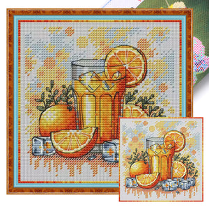 Oranges and Orange Soda - 23*23CM  Stamped Cross Stitch(Fairy Brand)