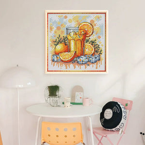 Oranges and Orange Soda - 23*23CM  Stamped Cross Stitch(Fairy Brand)