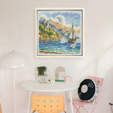 Load image into Gallery viewer, Mountains and Boat - 23*23CM  Stamped Cross Stitch（Fairy Brand）
