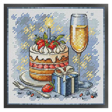Load image into Gallery viewer, Champagne Cake and Gift - 23*23CM  Stamped Cross Stitch（Fairy Brand）
