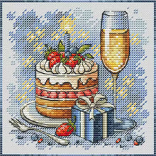 Load image into Gallery viewer, Champagne Cake and Gift - 23*23CM  Stamped Cross Stitch£¨Fairy Brand£©
