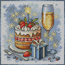 Load image into Gallery viewer, Champagne Cake and Gift - 23*23CM  Stamped Cross Stitch（Fairy Brand）
