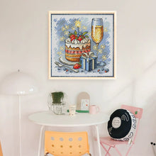 Load image into Gallery viewer, Champagne Cake and Gift - 23*23CM  Stamped Cross Stitch（Fairy Brand）
