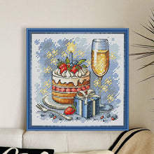 Load image into Gallery viewer, Champagne Cake and Gift - 23*23CM  Stamped Cross Stitch£¨Fairy Brand£©
