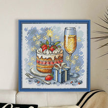 Load image into Gallery viewer, Champagne Cake and Gift - 23*23CM  Stamped Cross Stitch（Fairy Brand）
