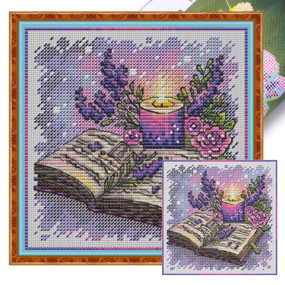 Lavender and Book - 23*23CM  Stamped Cross Stitch£¨Fairy Brand£©