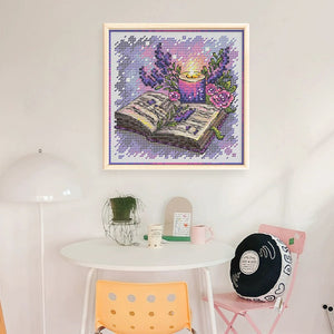 Lavender and Book - 23*23CM  Stamped Cross Stitch£¨Fairy Brand£©