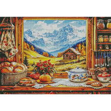Load image into Gallery viewer, Autumn Window Scene - 95*75CM 14CT Stamped Cross Stitch Egyptian cotton（Fairy Brand）
