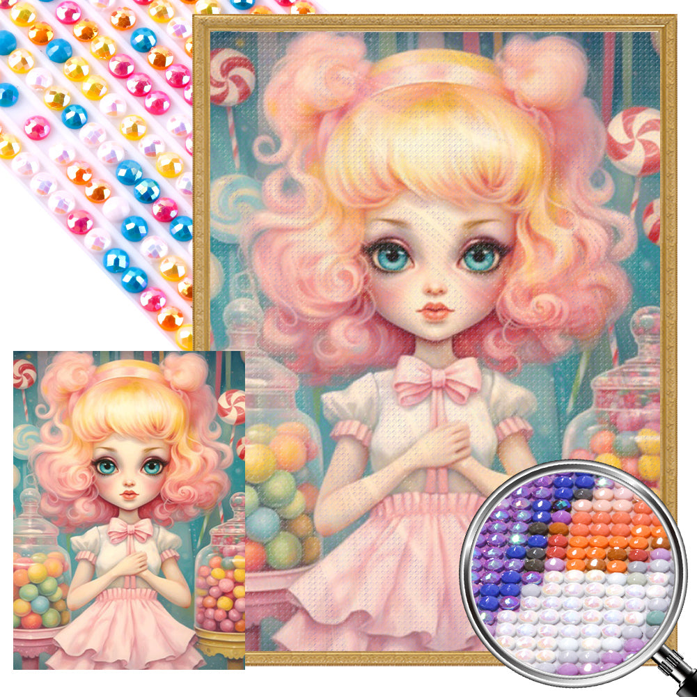 Big-Eyed Girl 40*55CM(Canvas) Full Round Drill Diamond Painting(Partial AB)