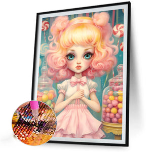 Big-Eyed Girl 40*55CM(Canvas) Full Round Drill Diamond Painting(Partial AB)
