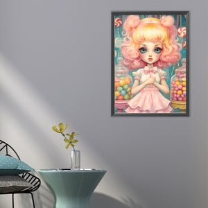 Big-Eyed Girl 40*55CM(Canvas) Full Round Drill Diamond Painting(Partial AB)